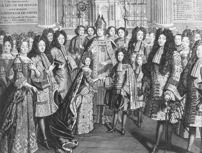 Marriage of Louis de France with Marie Adelaide de Savoie in the Royal Chapel of Versailles, December 1694, in the Presence of King Louis XIV by French School